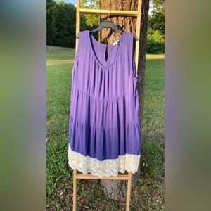 KORI AMERICA PLUS SIZE DRESS - 2XL will fit 3X/4X Navy Blue & Ivory Lace Trim